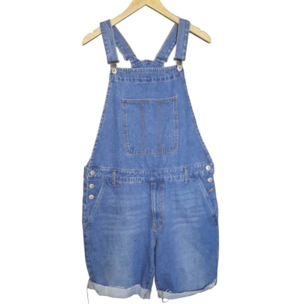 Forever 21 Mens Blue Denim Overall Shorts Shortall Soze XL NWT